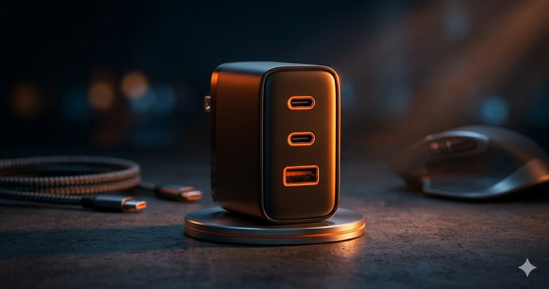 GaN 65W 3-Port USB-C Charging Station